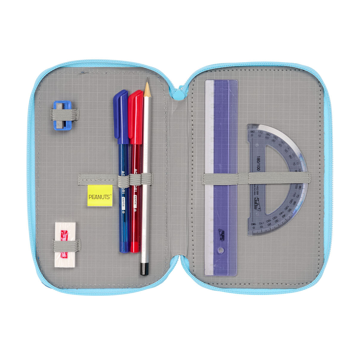 Trousse Scolaire avec Accessoires Snoopy Love Bleu 12,5 x 19,5 x 5,5 cm 37 Pièces