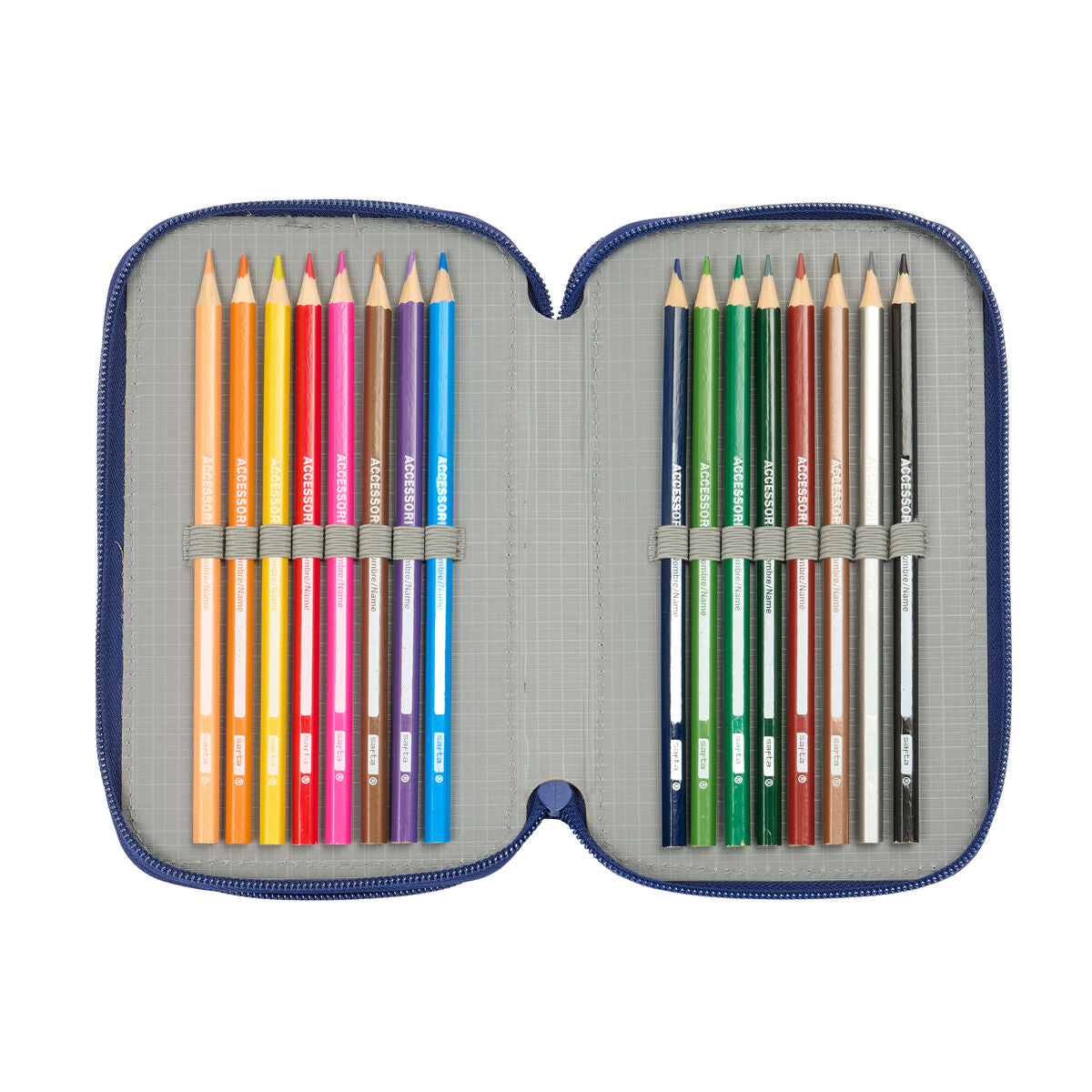 Pochette à crayons triple F.C. Barcelona Blue marine 12,5 x 19,5 x 5,5 cm 37 Pièces