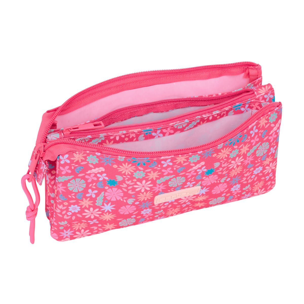 Trousse Fourre-Tout Triple Safta Feeling Rose 22 x 12 x 3 cm