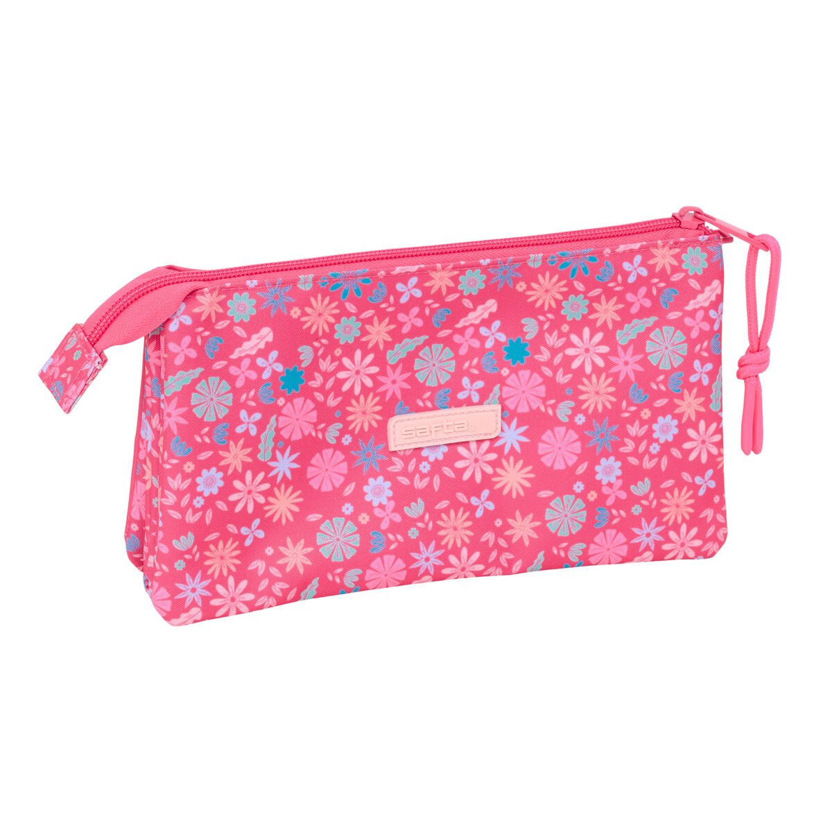 Trousse Fourre-Tout Triple Safta Feeling Rose 22 x 12 x 3 cm