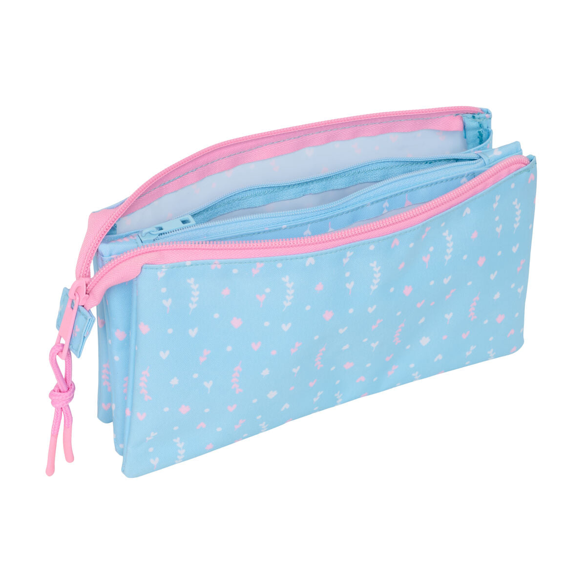 Trousse Fourre-Tout Triple BlackFit8 Smile Rose Bleu clair 22 x 12 x 3 cm