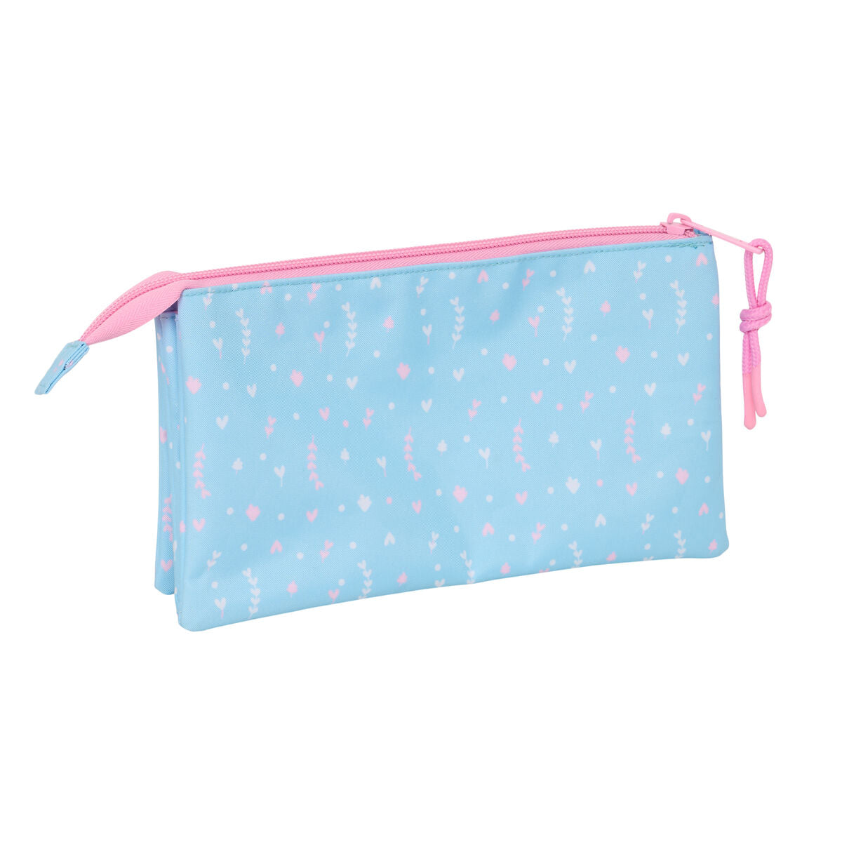 Trousse Fourre-Tout Triple BlackFit8 Smile Rose Bleu clair 22 x 12 x 3 cm