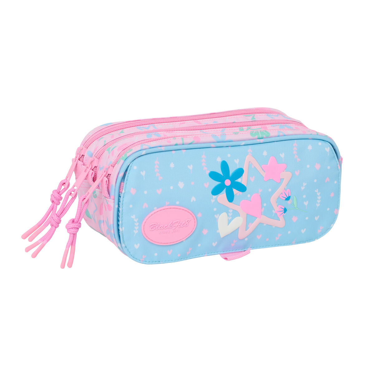 Trousse Fourre-Tout Triple BlackFit8 Smile Rose Bleu clair 21,5 x 10 x 8 cm