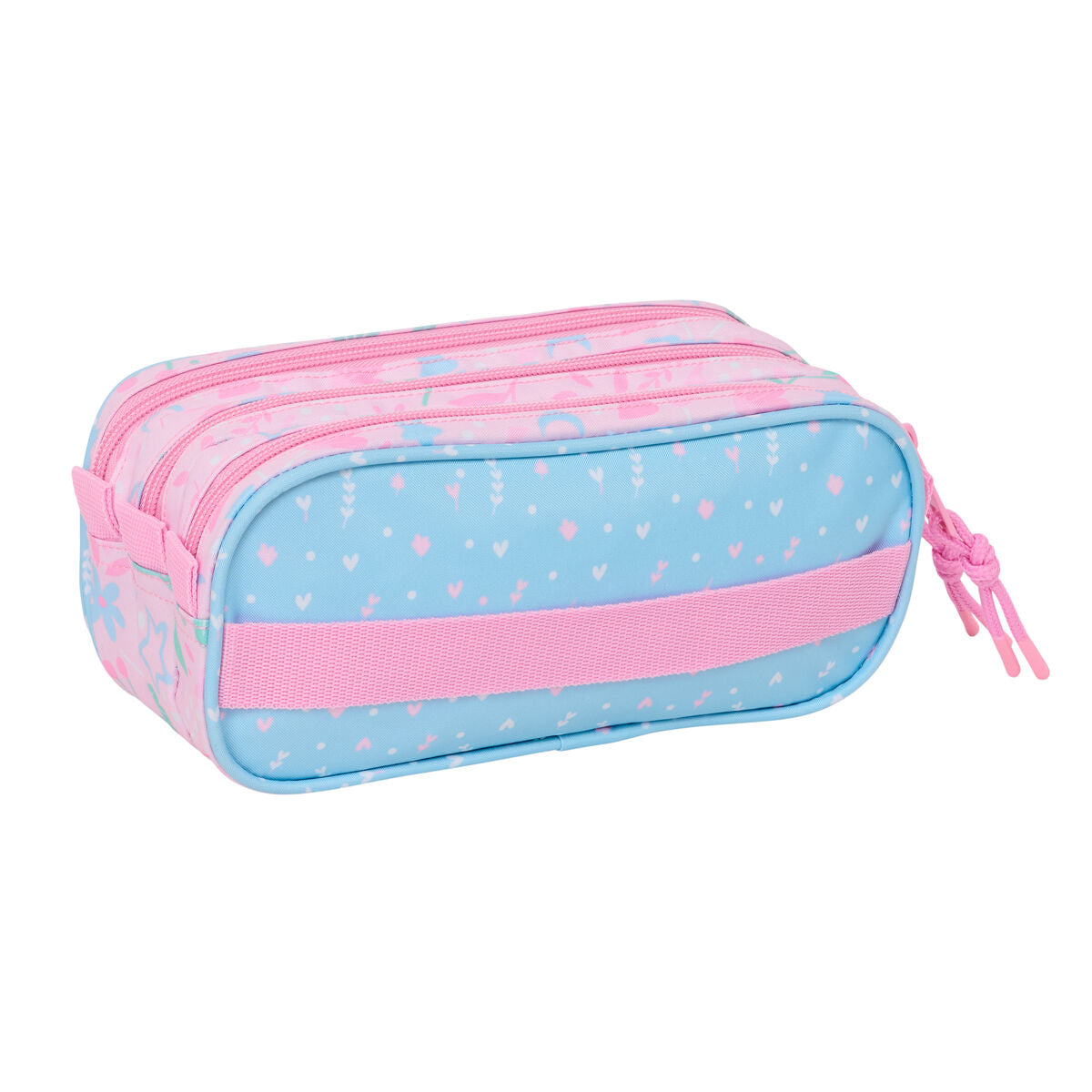 Trousse Fourre-Tout Triple BlackFit8 Smile Rose Bleu clair 21,5 x 10 x 8 cm