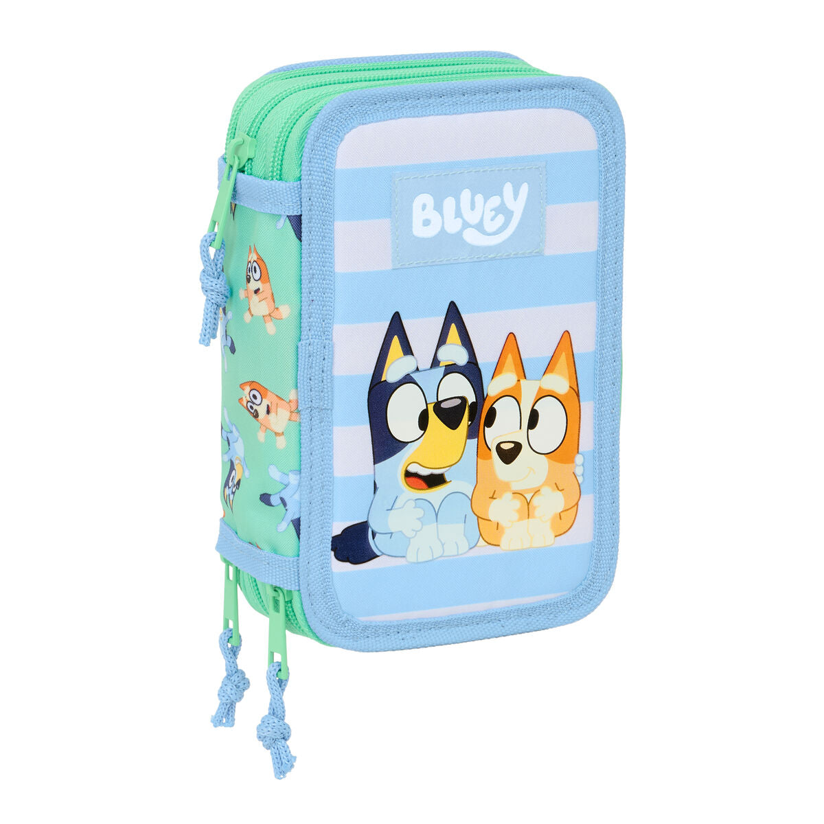 Trousse Fourre-Tout Triple Bluey Sisters Vert Eau 12,5 x 19,5 x 5,5 cm 37 Pièces