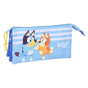 Trousse Fourre-Tout Triple Bluey Let's play Bleu 22 x 12 x 3 cm