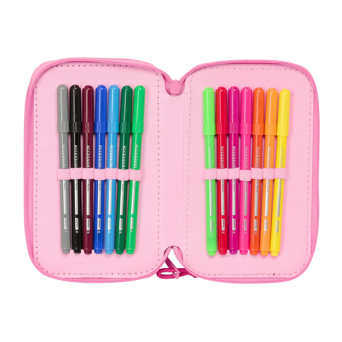 Pochette à crayons triple Lilo & Stitch Chill Rose Menthe 12,5 x 19,5 x 5,5 cm 37 Pièces