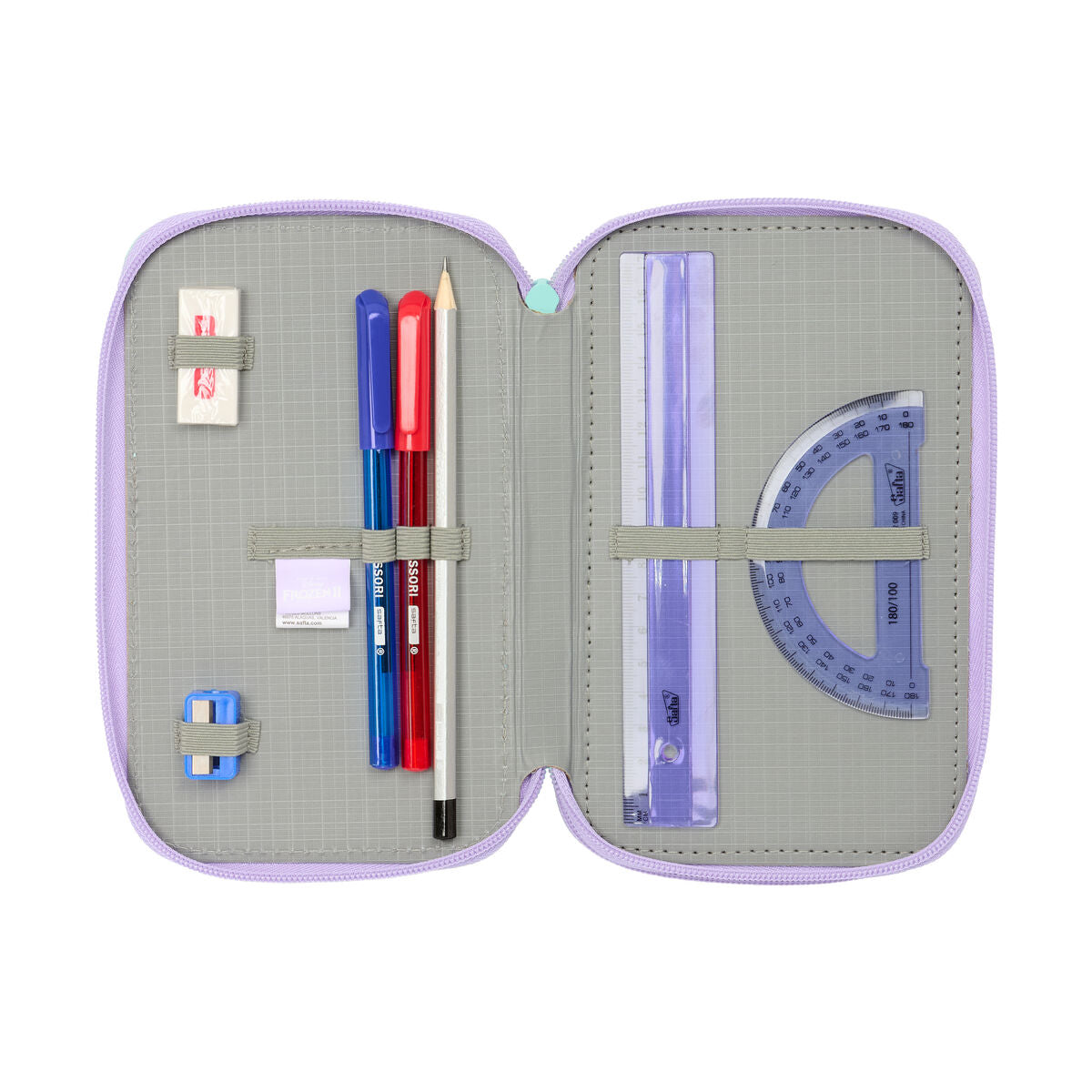 Pochette à crayons triple Frozen Spirit Lila 12,5 x 19,5 x 5,5 cm 37 Pièces