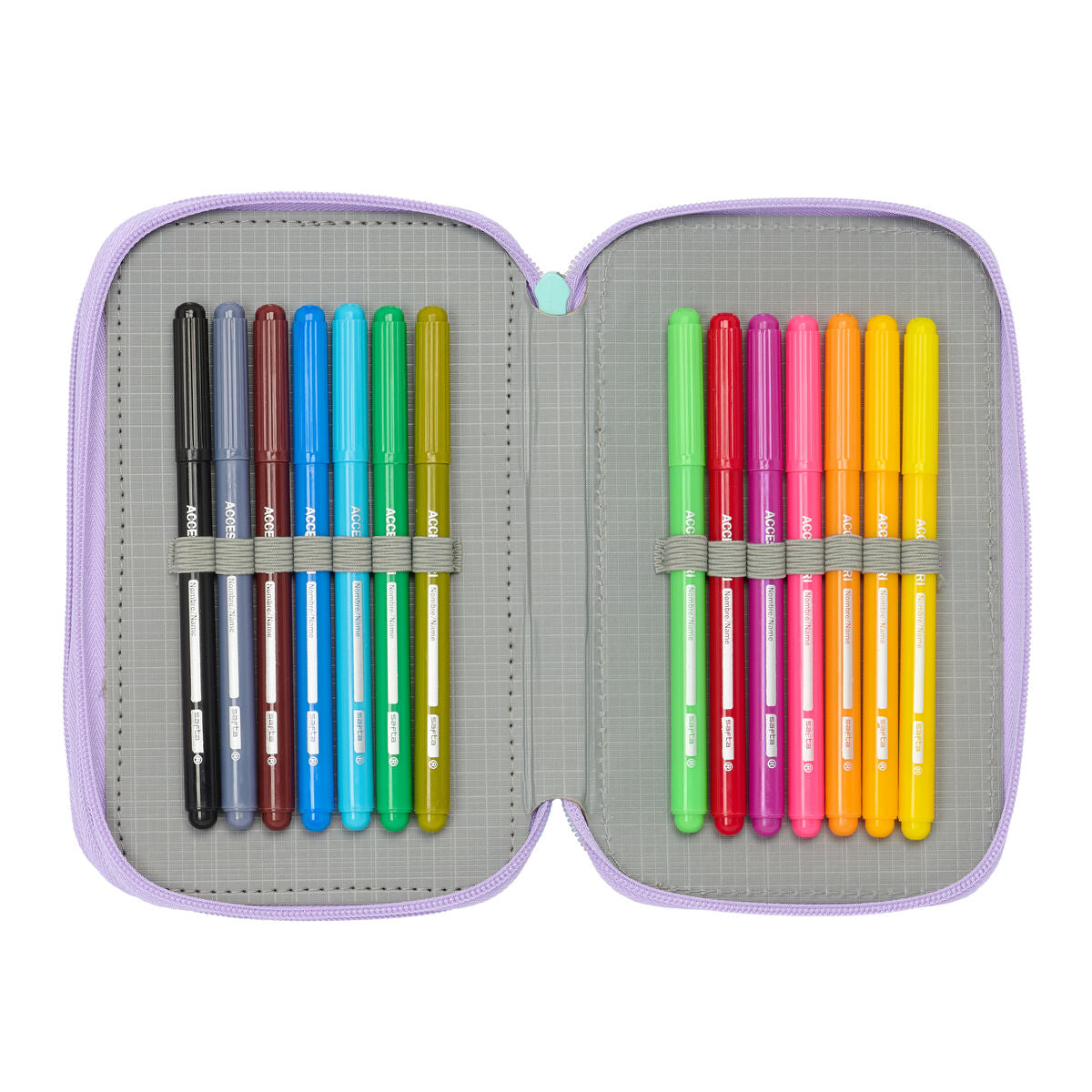 Pochette à crayons triple Frozen Spirit Lila 12,5 x 19,5 x 5,5 cm 37 Pièces