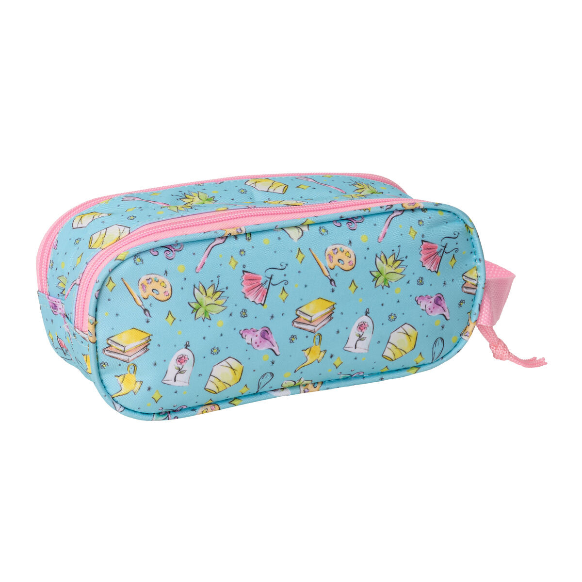 Trousse Fourre-Tout Double Frozen Rose Bleu ciel 21 x 8 x 6 cm 3D