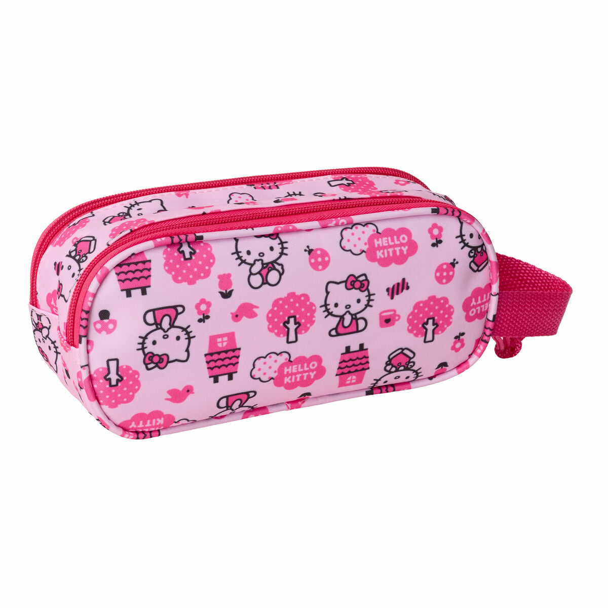 Trousse Fourre-Tout Double Hello Kitty Rose 21 x 8 x 6 cm