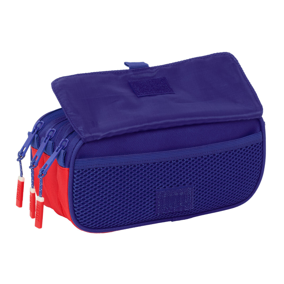 Trousse Fourre-Tout Triple Atlético Madrid Bleu Blanc Rouge 21,5 x 10 x 8 cm