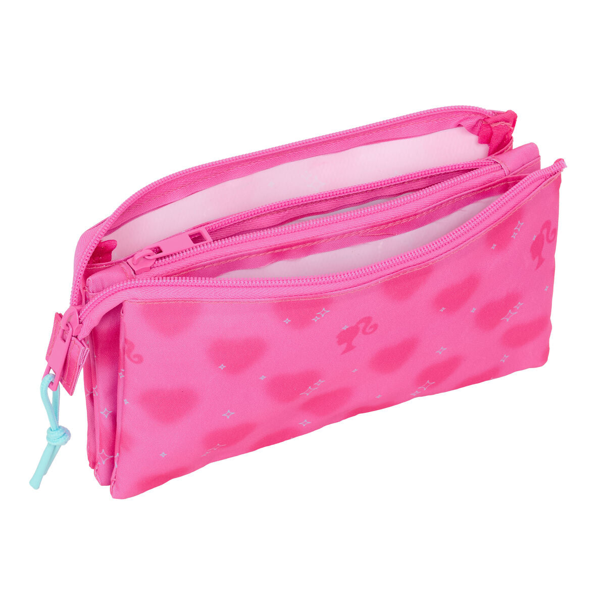 Trousse Fourre-Tout Triple Barbie Corazones Rose 22 x 12 x 3 cm