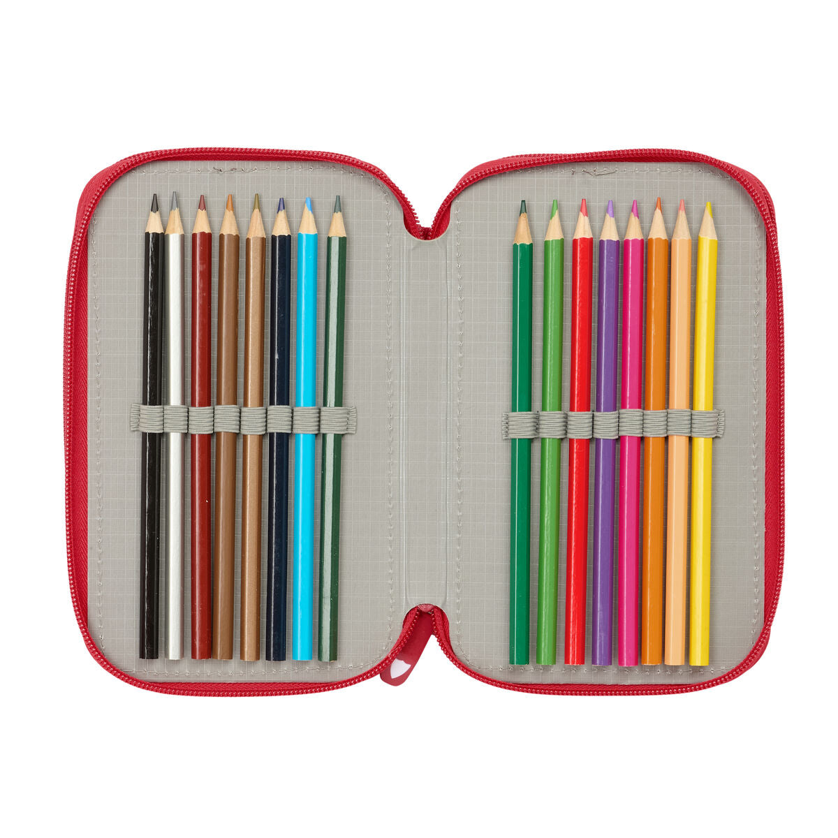 Pochette à crayons triple Sevilla Fútbol Club Rouge 12,5 x 19,5 x 5,5 cm 37 Pièces