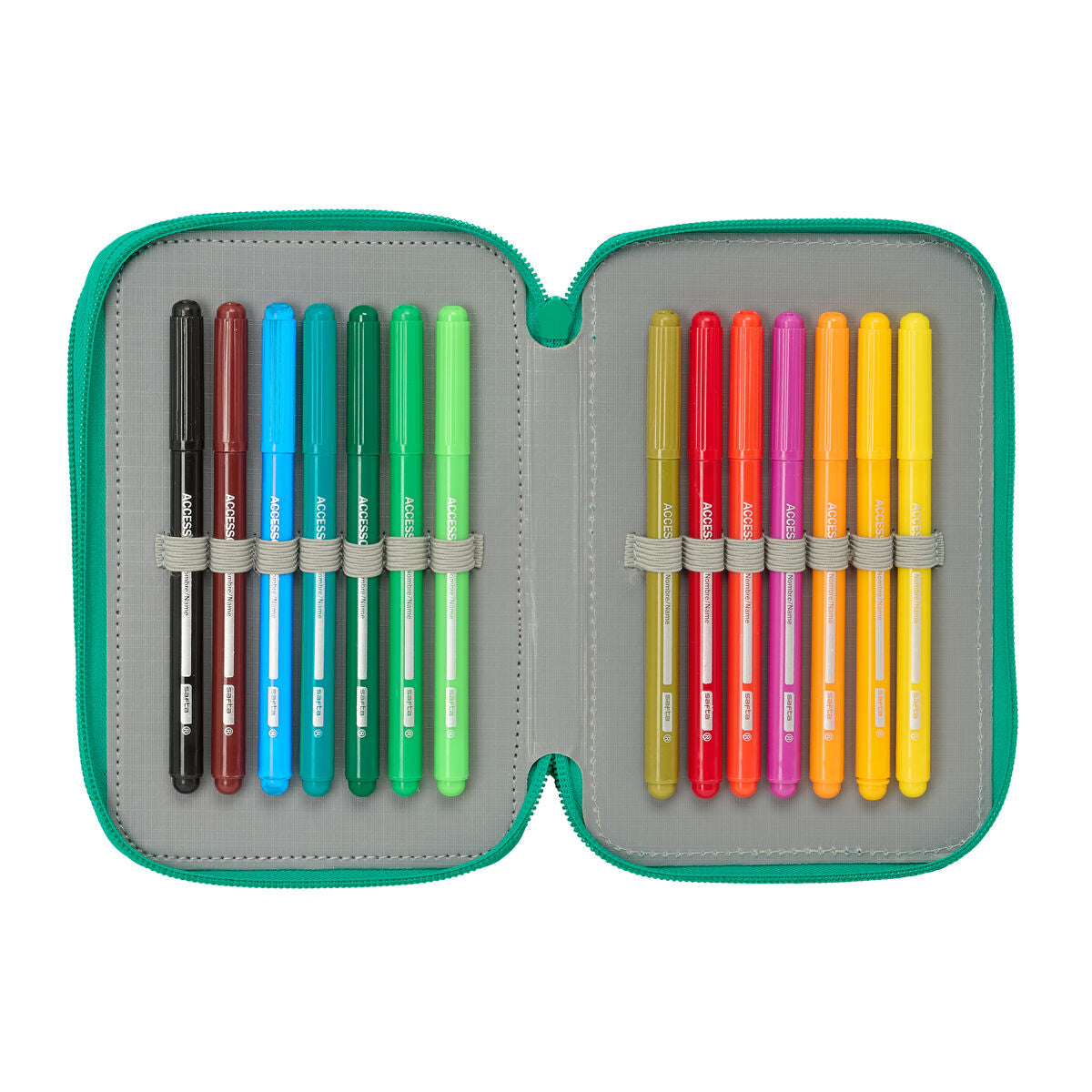 Pochette à crayons triple Real Betis Balompié Aigue marine 12,5 x 19,5 x 5,5 cm 37 Pièces