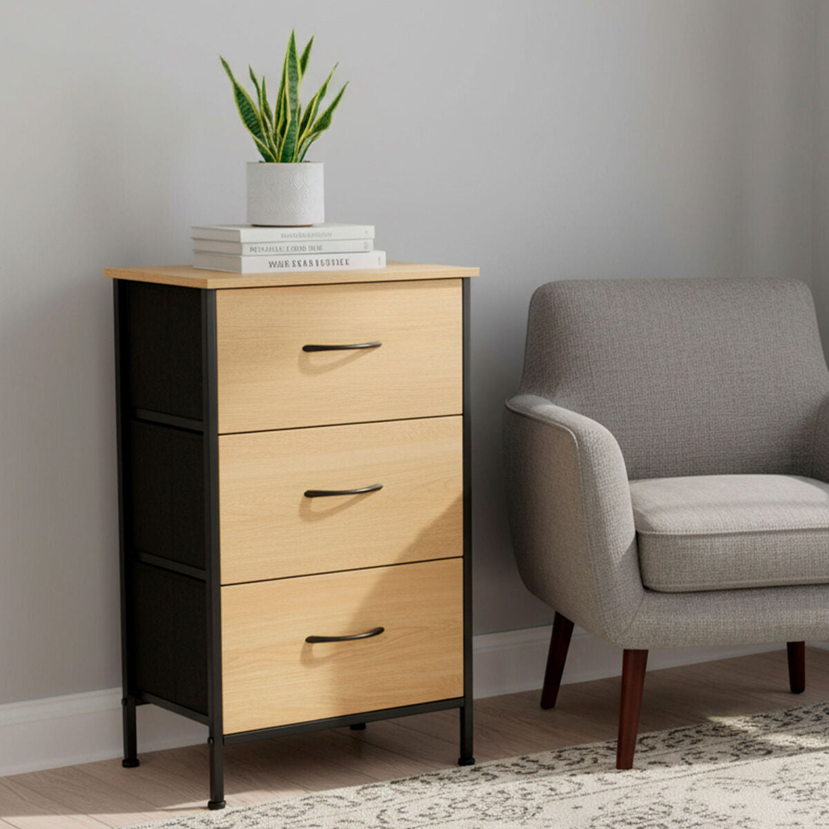 Caisson à Tiroirs Max Home Noir Moderne 40 X 75 X 30 CM