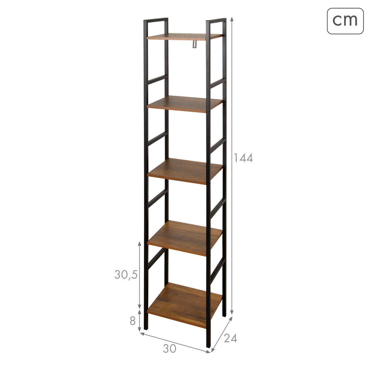 Étagère Max Home Fer Bois MDF 5 Etagères 30 X 144 X 24 CM