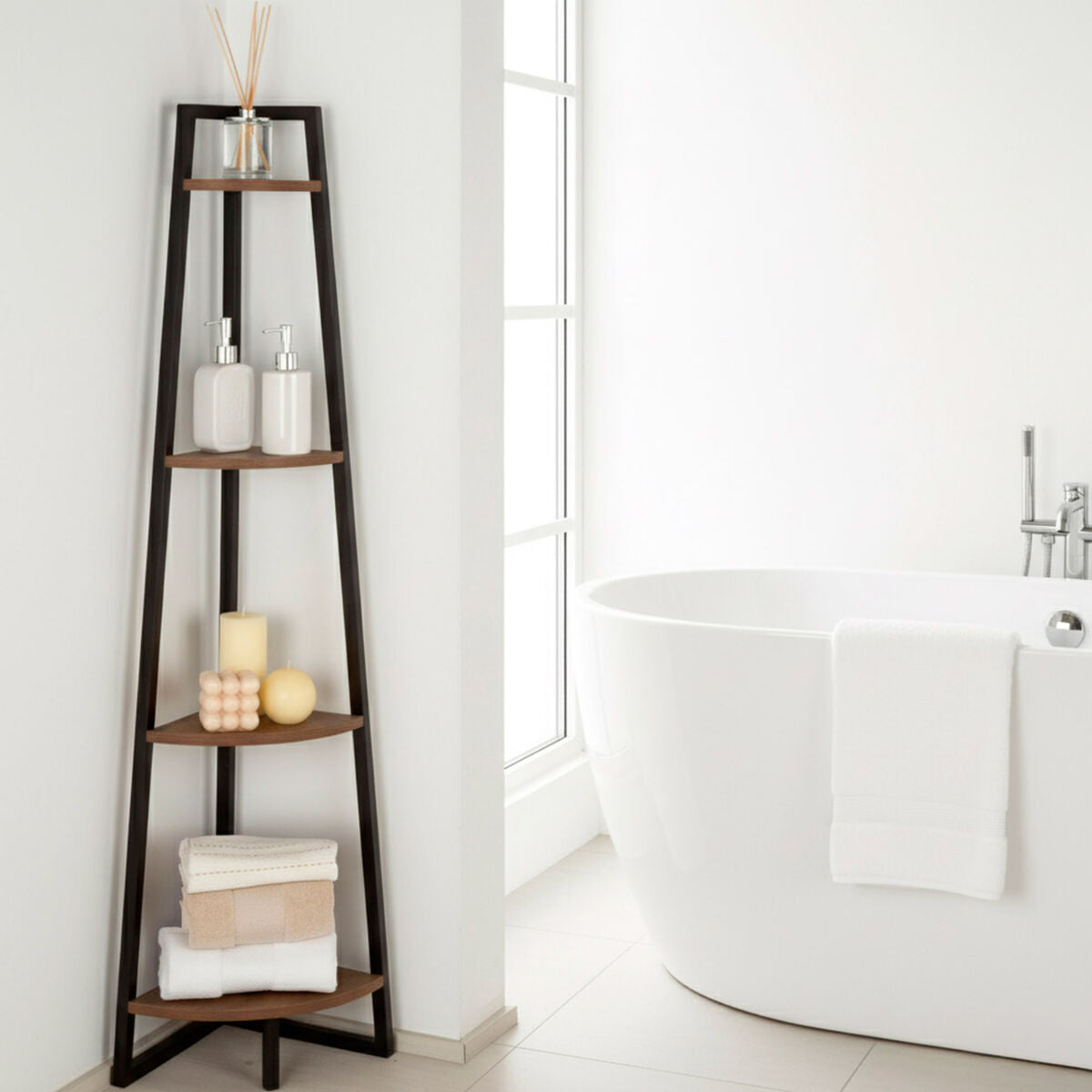 Étagère Max Home Noir Fer Bois MDF 4 Etagères 30 x 135 x 30 cm