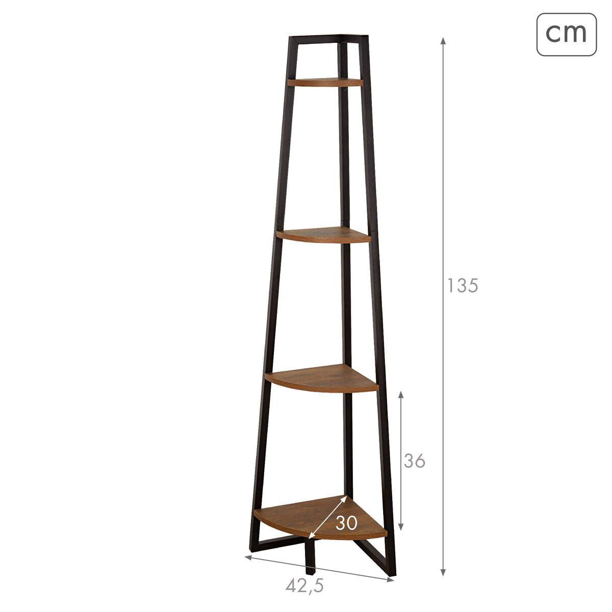Étagère Max Home Noir Fer Bois MDF 4 Etagères 30 x 135 x 30 cm