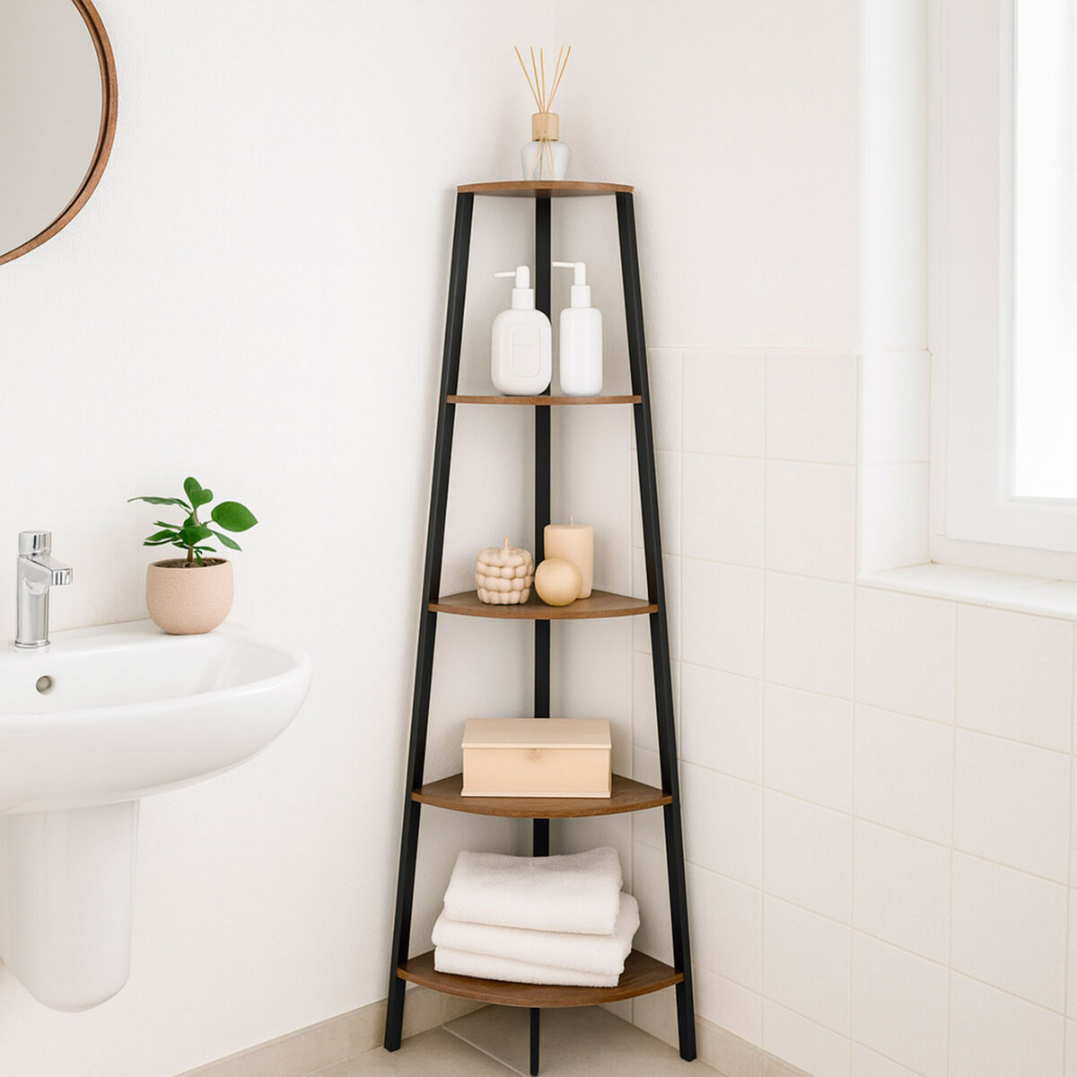 Étagère Max Home Noir Fer Bois MDF 5 Etagères 35 x 160 x 35 cm