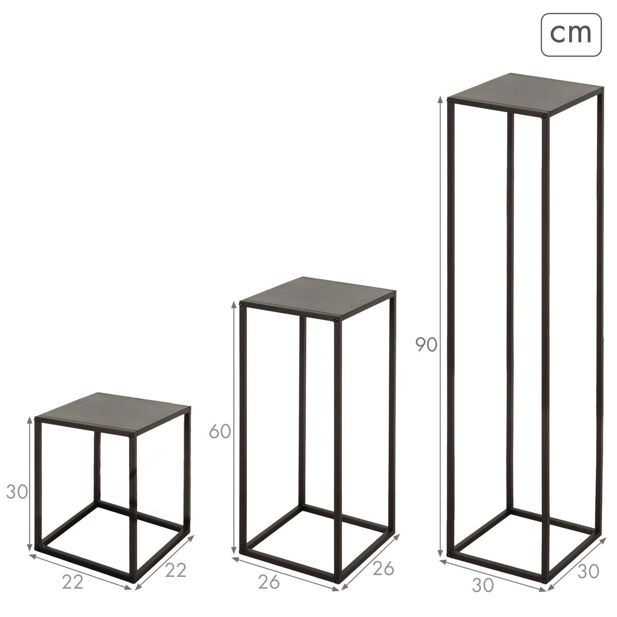 Set de 3 Tables Gigognes Max Home 30 x 90 x 30 cm