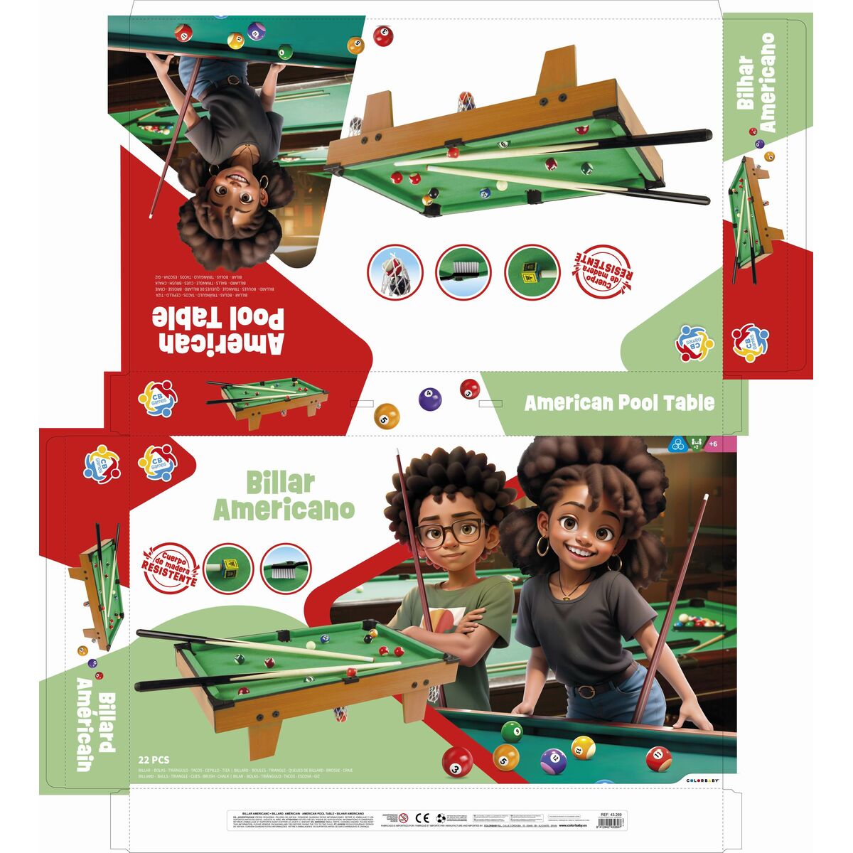 Billard de table AquaSport Américain 62 x 15 x 36 cm