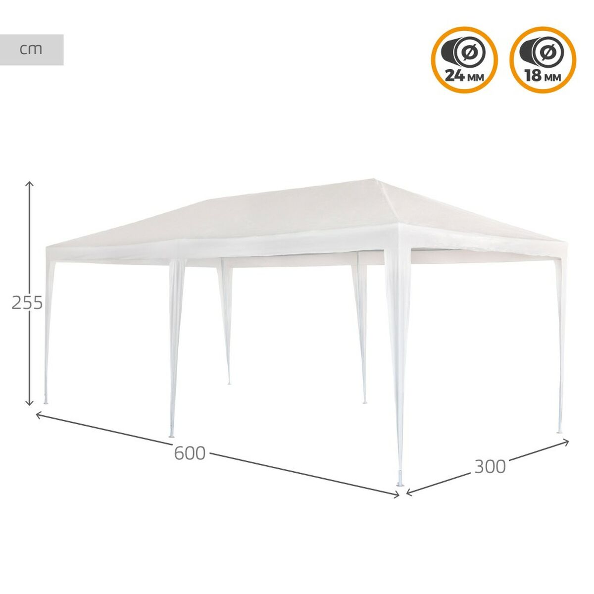 Tonnelle Aktive 300 x 255 x 600 cm Métal Blanc Plastique
