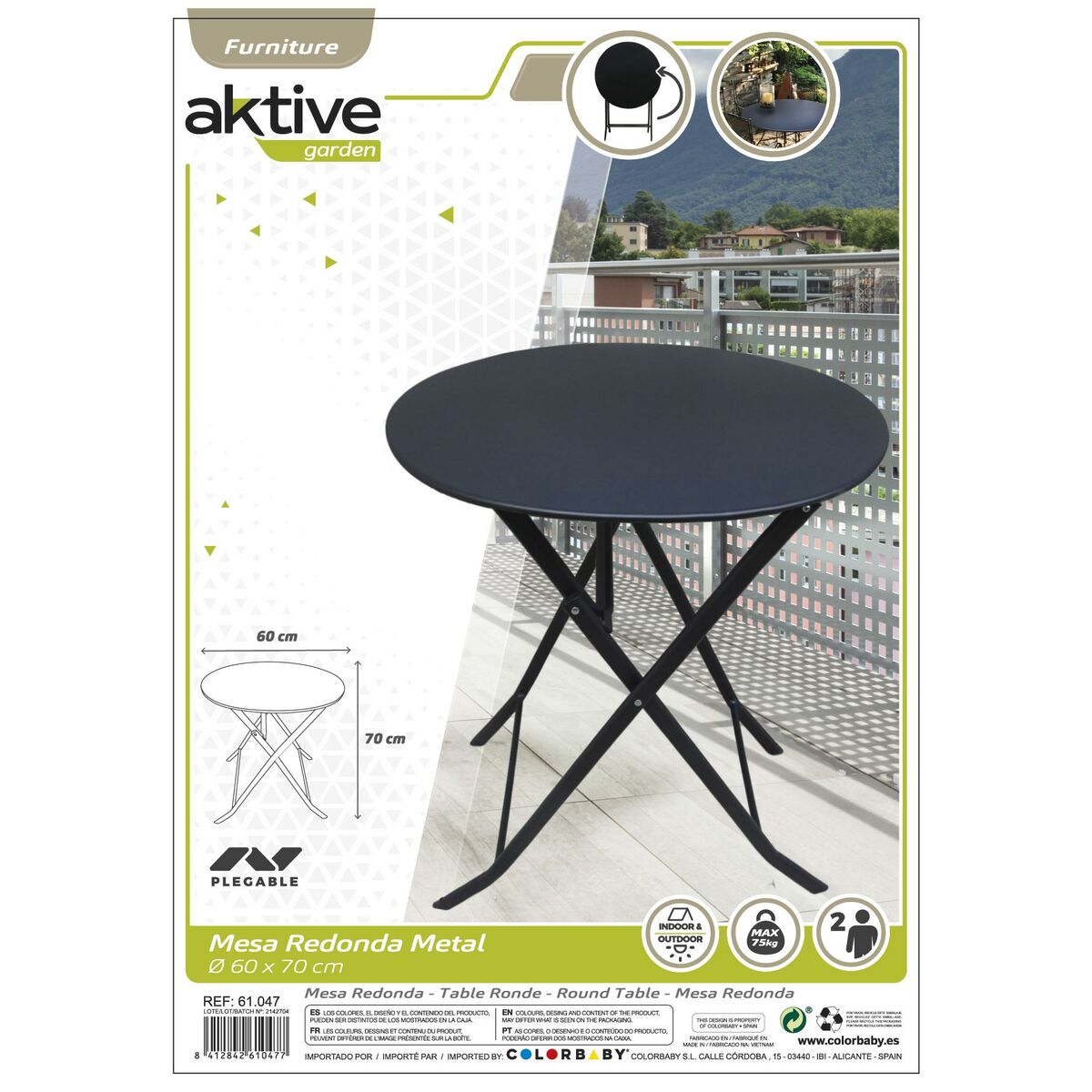 Table Piable Aktive 60 x 70 x 60 cm Acier