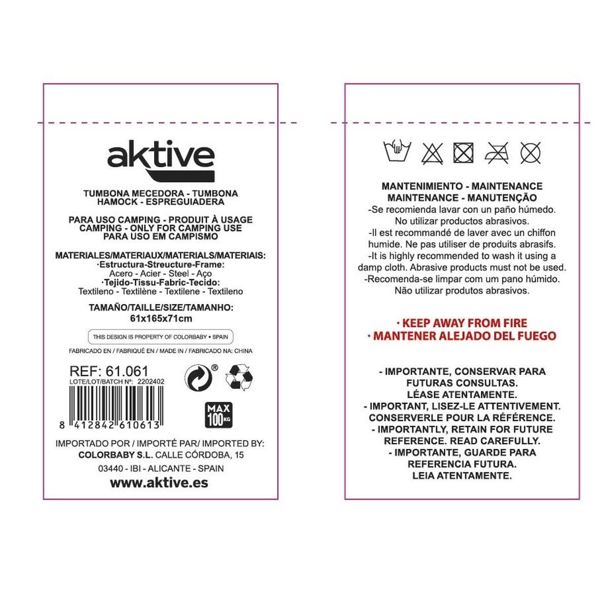 Chaise longue Aktive 172 x 75 x 53 cm Noir