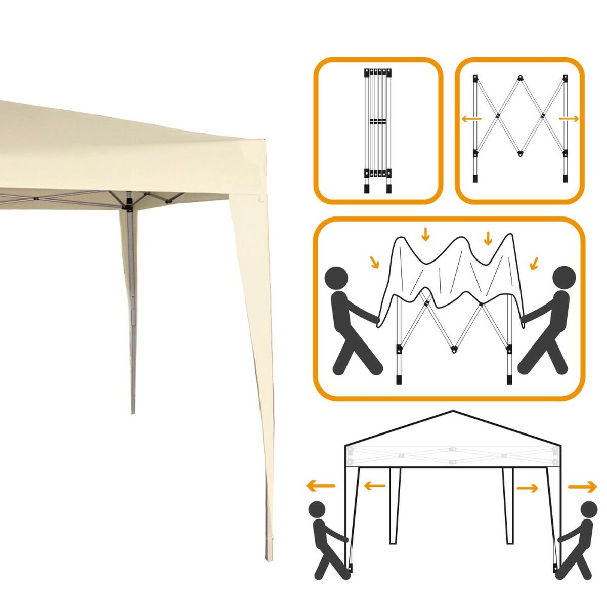 Tonnelle Aktive 300 x 240 x 300 cm Acier Crème Plastique