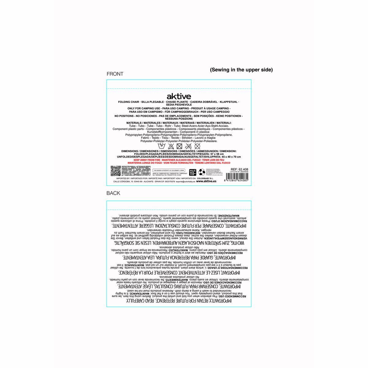 Chaise Pliante Aktive 45 x 40 x 70 cm