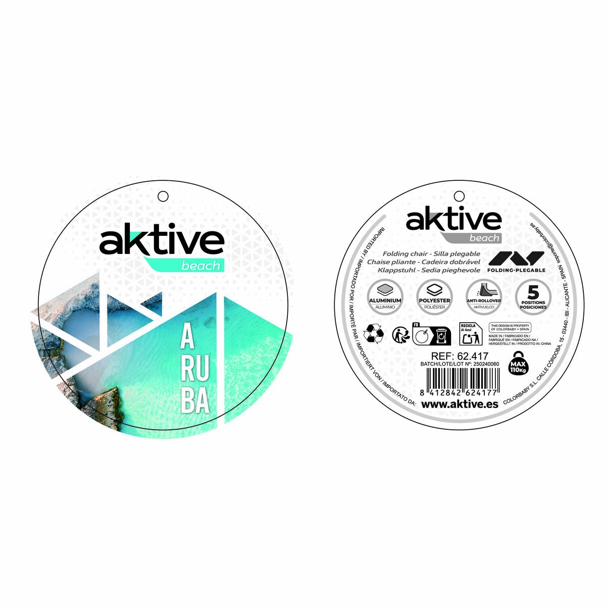 Chaise de Plage Aktive 64 x 63 x 28 cm