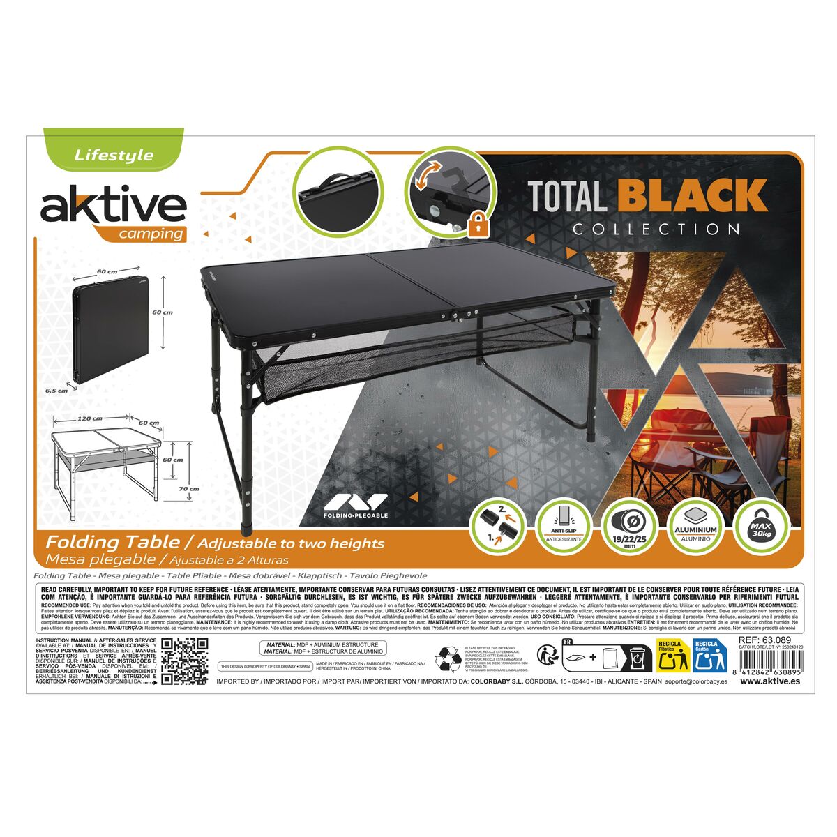 Table Piable Aktive 120 x 60 cm