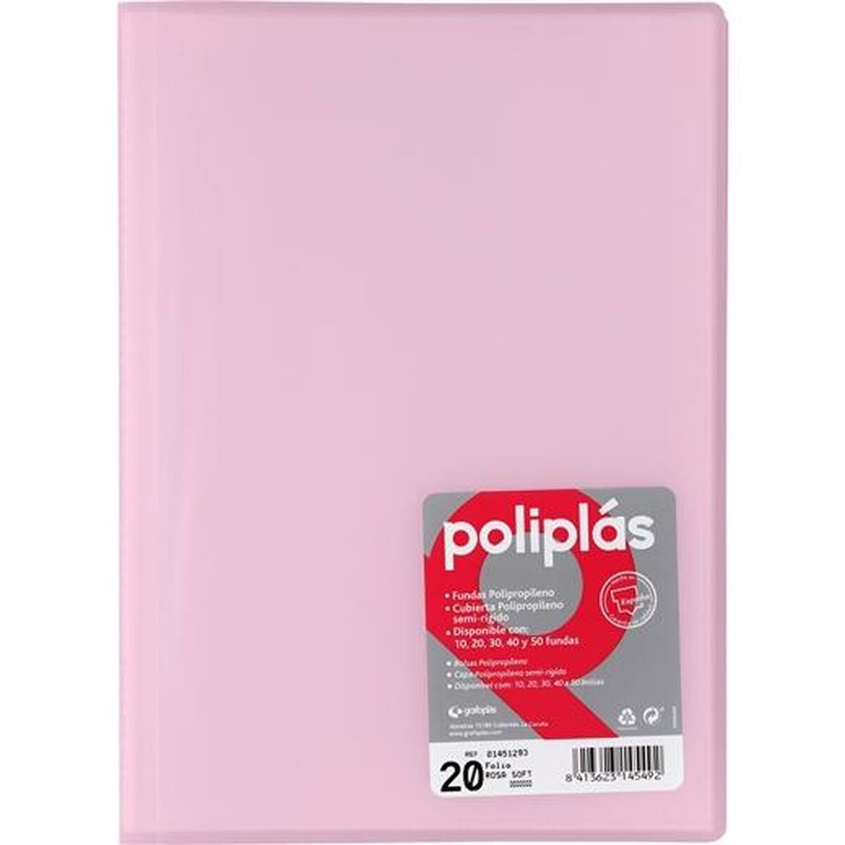 Classeur Grafoplas POLIPLÁS Rose Feuille (8 Unités)