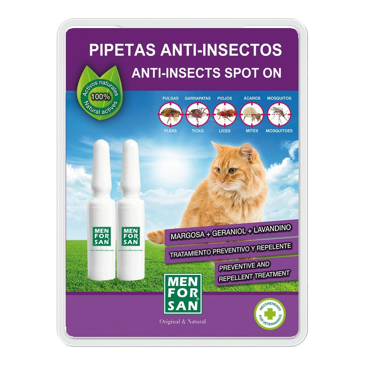 Répulsif d'insectes Menforsan herbal Chat Pipettes 2 Unités