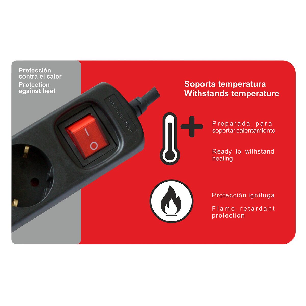 Rallonge 3 prises Schuko avec interrupteur Silver Electronics 9643 Noir