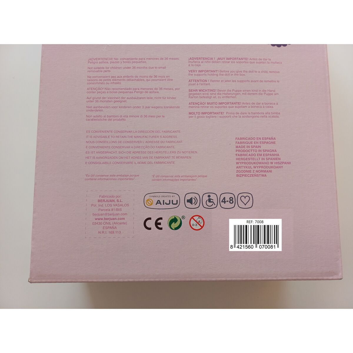 Poupée Bébé Berjuan 7008-24 38 cm