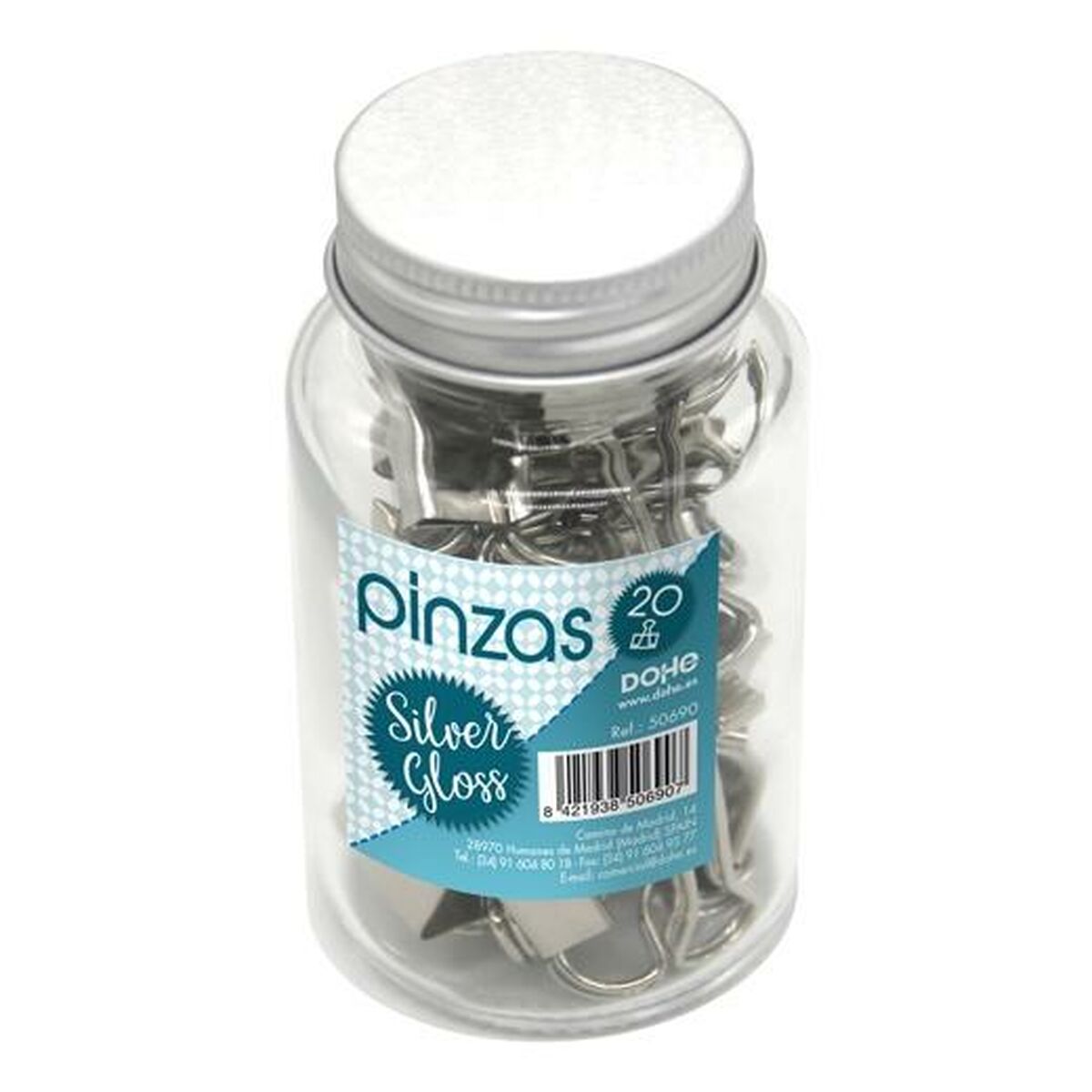 Pinces de serrage DOHE SILVER GLOSS Argenté Métal 19 mm 20 Pièces (6 Unités)