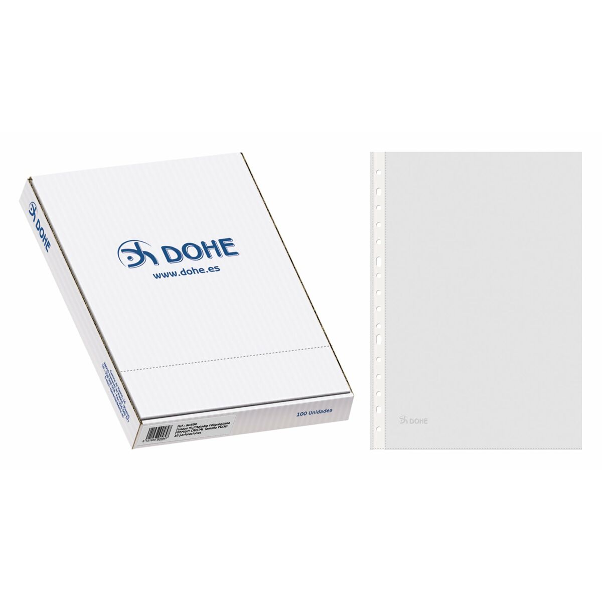 Housses DOHE Premium Cristal Transparent Feuille Perforées 100 Pièces (100 Unités)