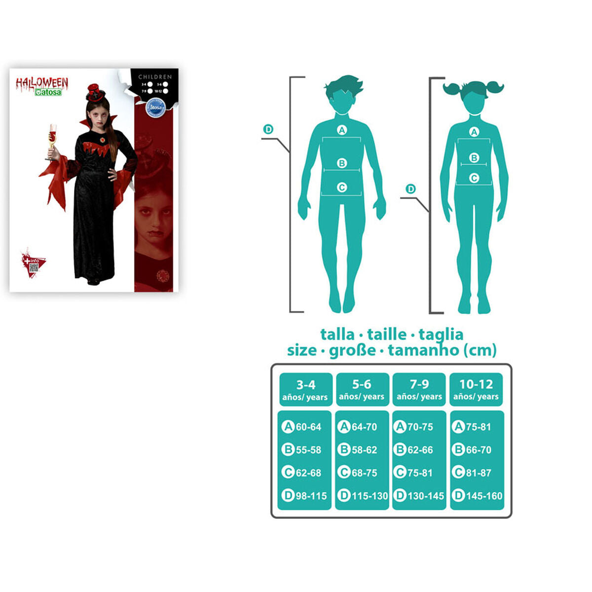 Déguisement pour Enfants Vampiresse 5-6 Ans