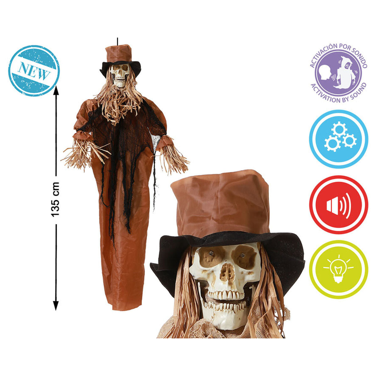 Décoration d'Halloween Épouvantail 135 cm