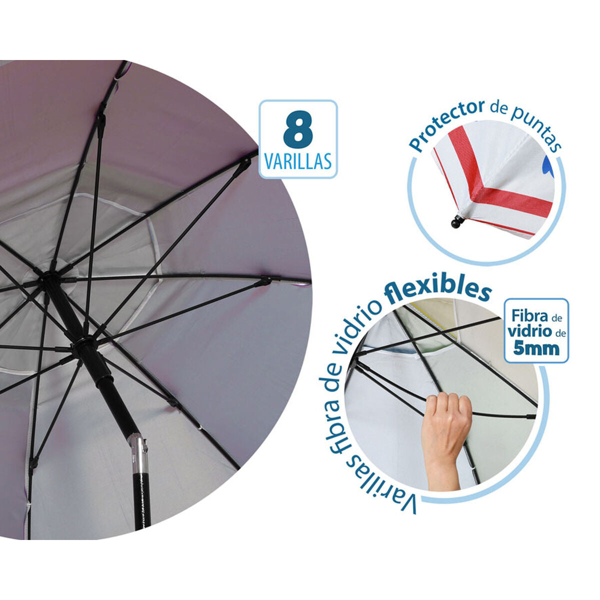 Parasol de plage Rouge Ø 200 cm SPF50+ Ancre