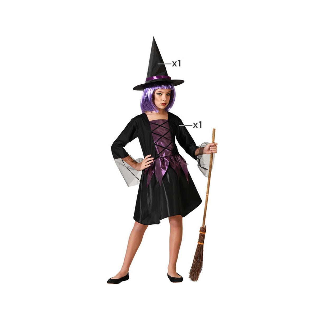 Déguisement pour Enfants Violet Sorcière Halloween