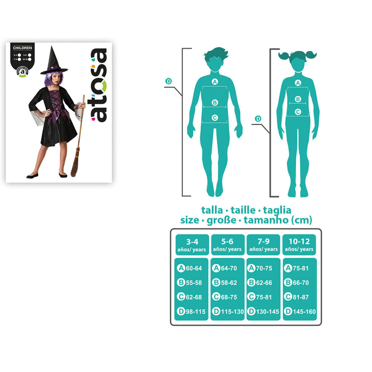 Déguisement pour Enfants Violet Sorcière Halloween