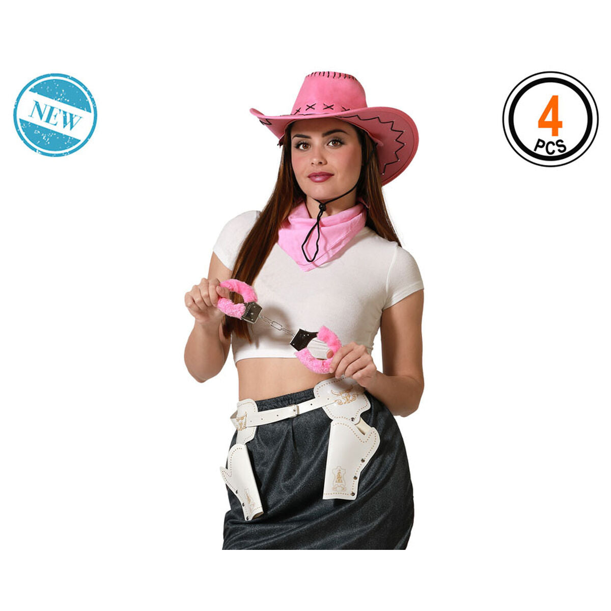 Déguisement pour Adultes Cowgirl Cow-boy Taille unique (4 Unités)