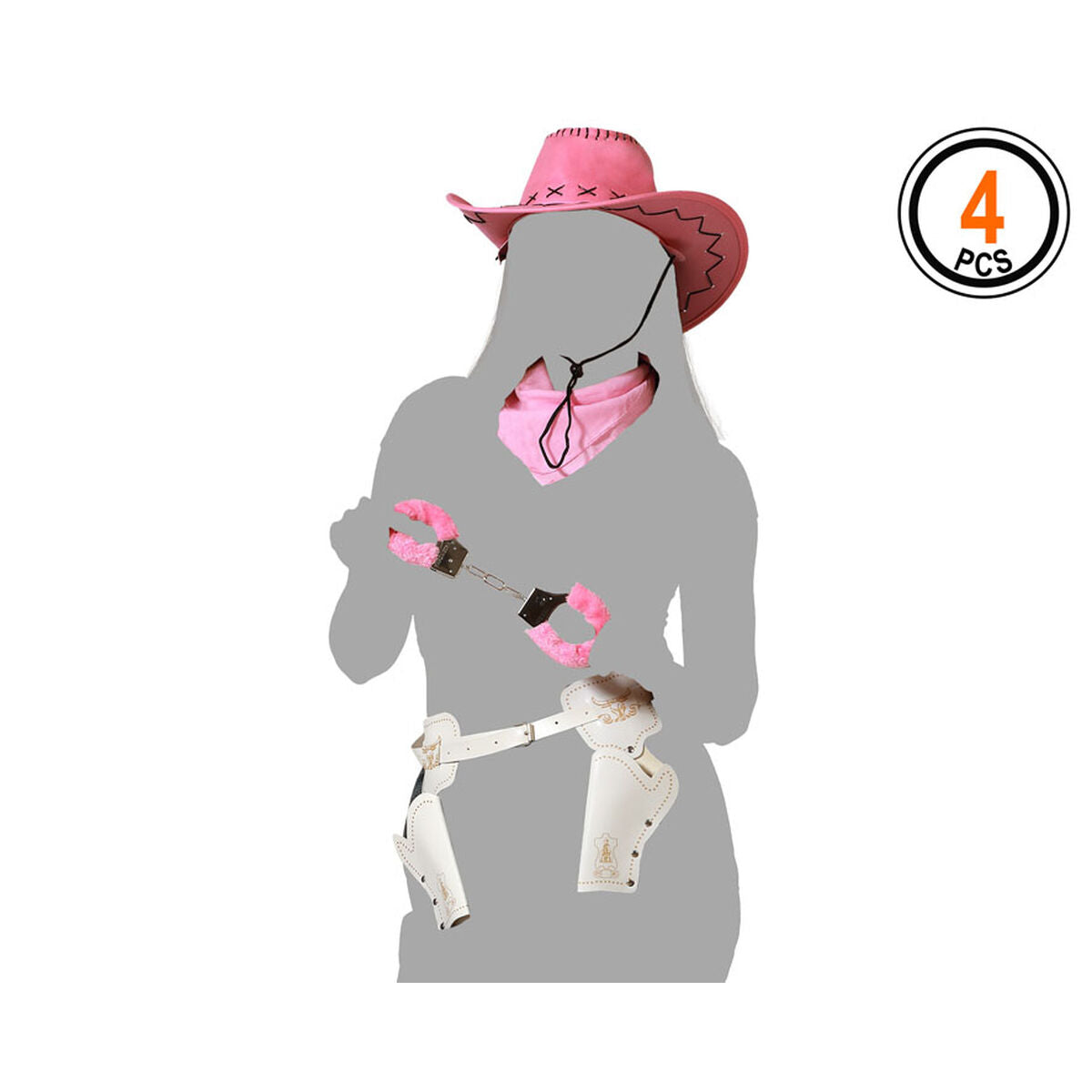 Déguisement pour Adultes Cowgirl Cow-boy Taille unique (4 Unités)