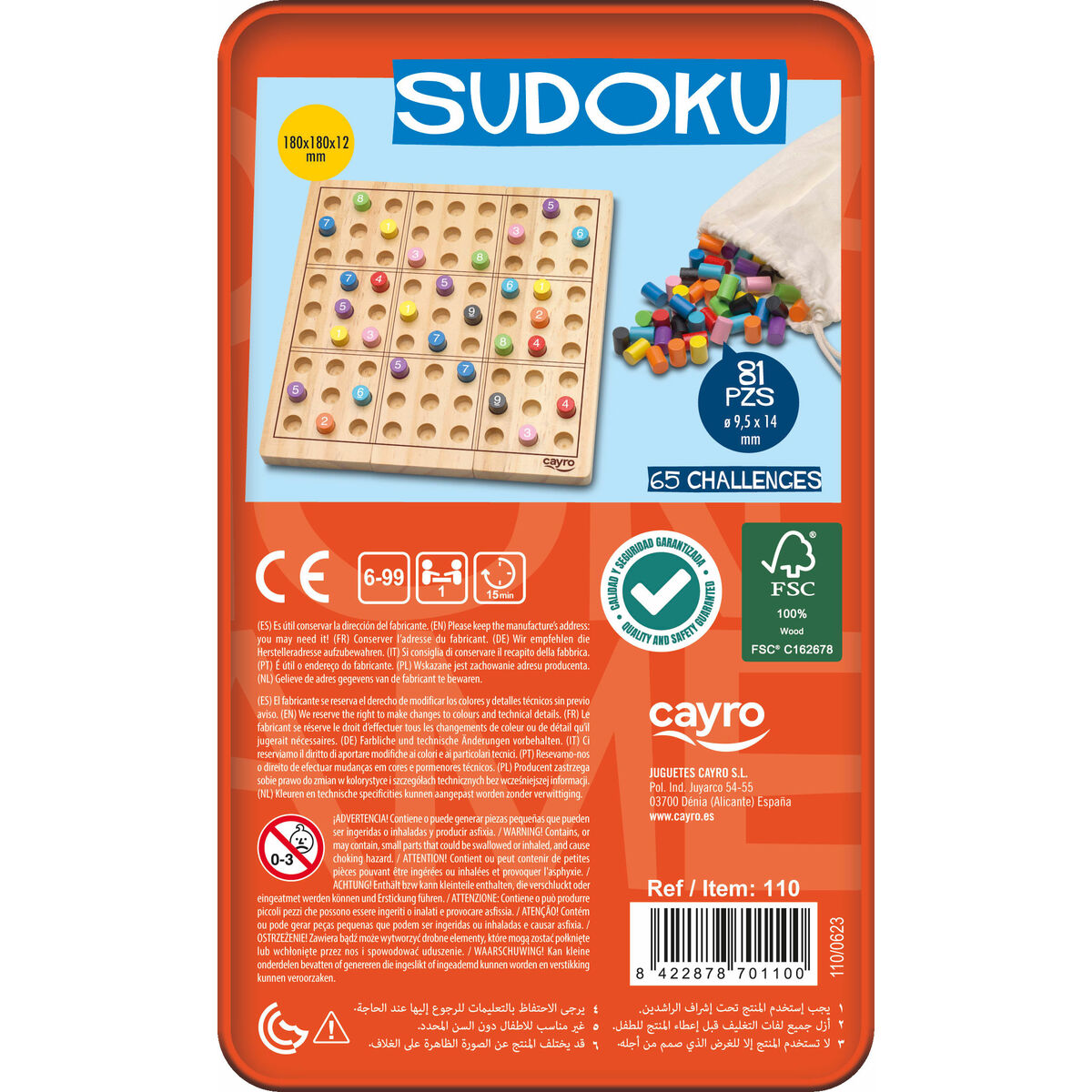 Sudoku Cayro 18 x 18 x 1,2 cm 81 Pièces
