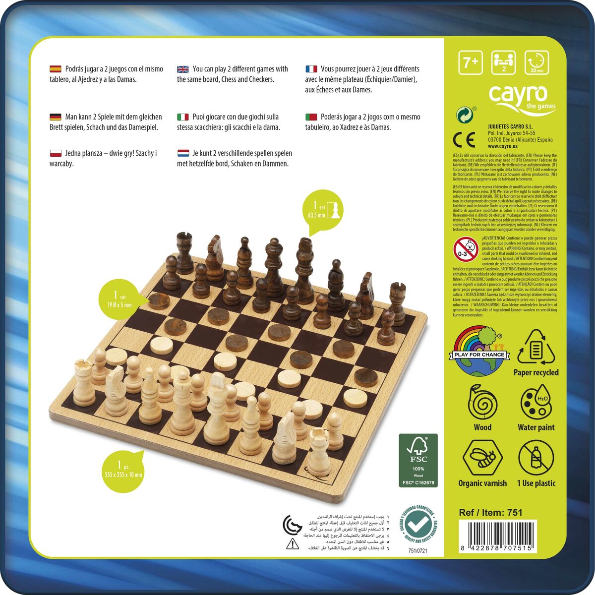 Échecs et dames Cayro 751 Bois