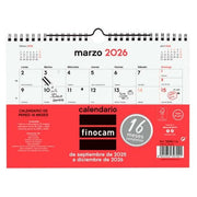 calendrier mural Finocam Papier 2025-2026 21 x 15 cm