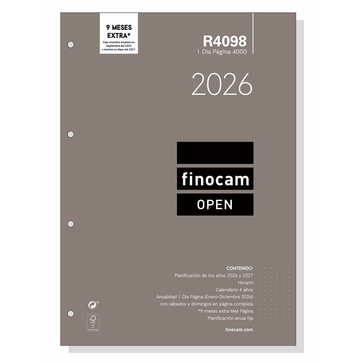 Recharge pour agenda Finocam OPEN R4098 A4 2026 21 x 29,7 cm